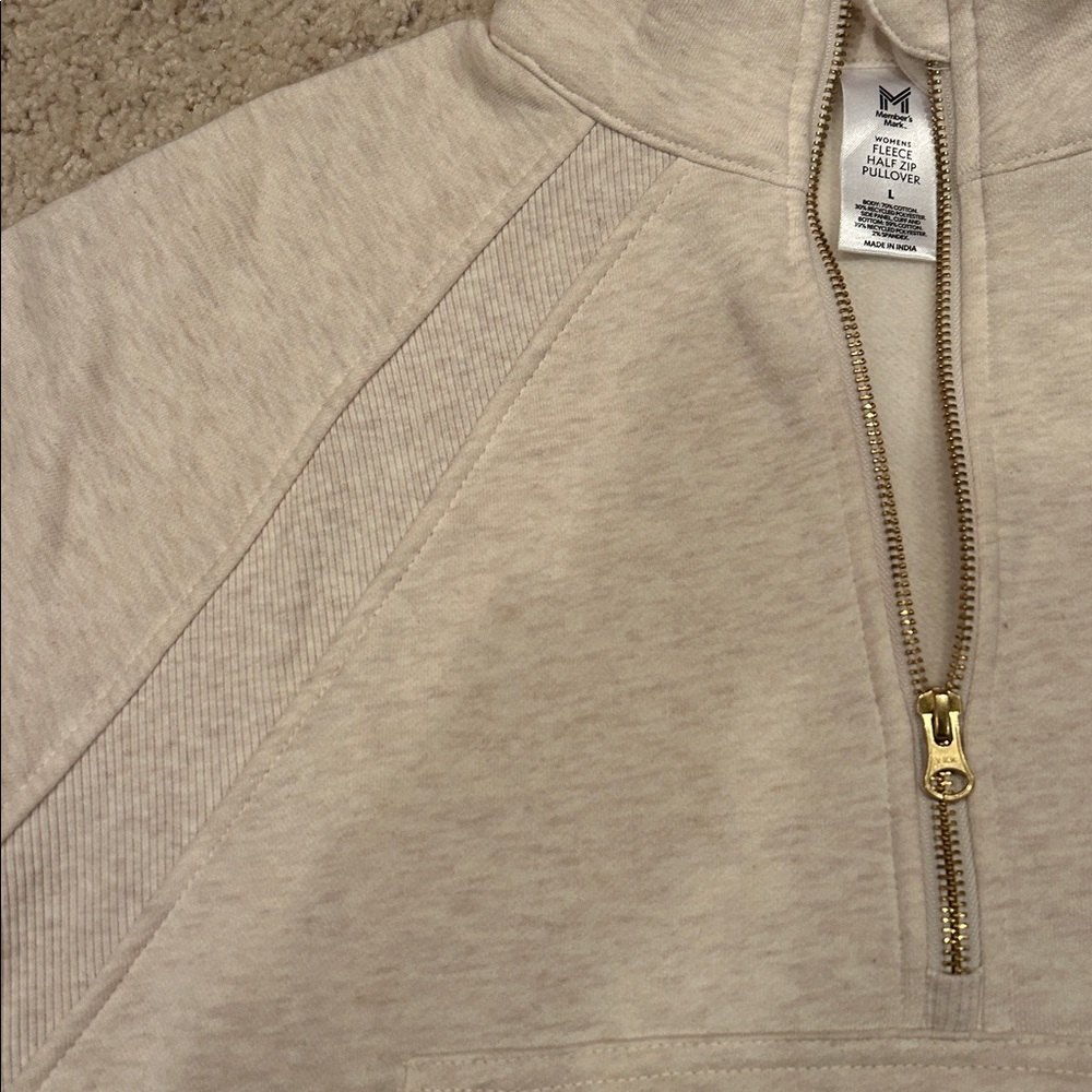 Cream Quarter-Zip Pullover - Picture 4 of 4